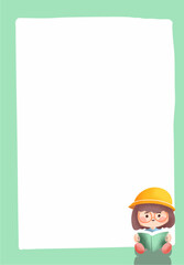 Adorable Kindergarten Girl Reading a Book