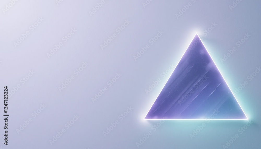 Poster abstract geometric action featuring a purple triangle in a minimalist environment for graphic design