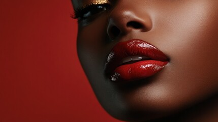 Obraz premium studio photo Gorgeous Cosmetic fashion model lipstick