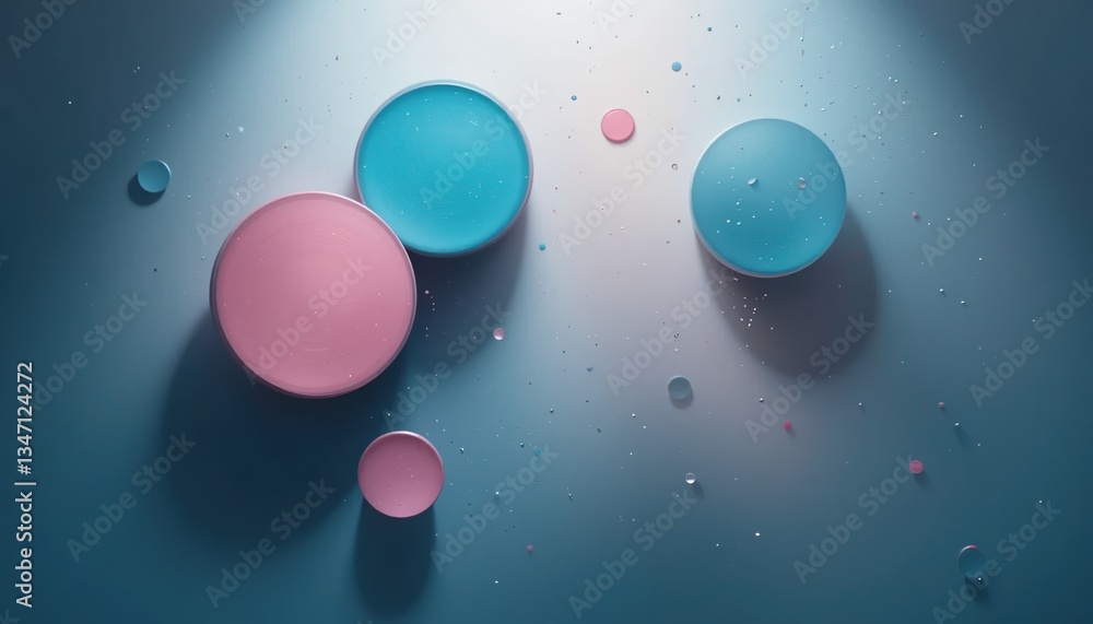 Poster dynamic colorful circles floating in abstract space modern art installation digital artwork creative