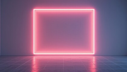 Illuminating neon light display modern studio artwork installation minimalist environment wide angle futuristic concept for enhanced visual appeal