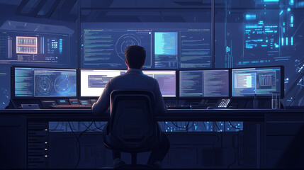 A programmer is working in front of a computer