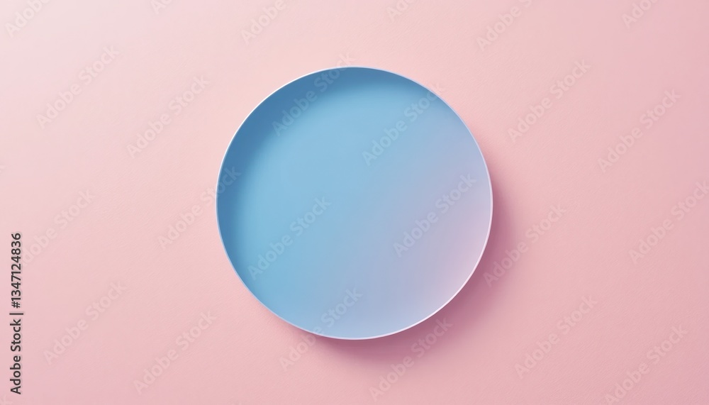 Poster creating minimalist culinary art a blue plate on a soft pink background studio setting high-quality 