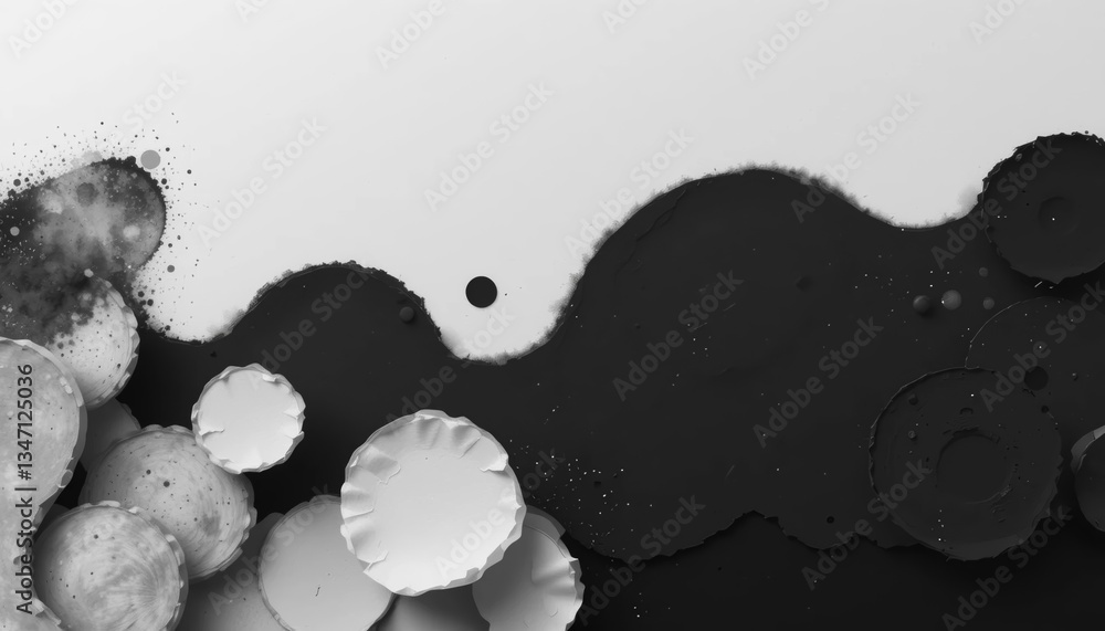 Aufkleber dynamic ink splash action abstract art studio digital content minimalist environment close-up viewpo