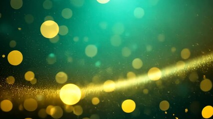 Abstract Green And Gold Bokeh Background With Dynamic Golden Glitter Trail Creating Luxury Celebration - Powered by Adobe