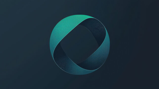 Teal M&ouml;bius Strip Logo on Dark Background with Copy Space