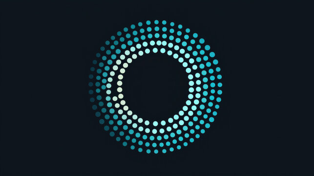 Teal Gradient Dot Circle Logo on Dark Background Copy Space