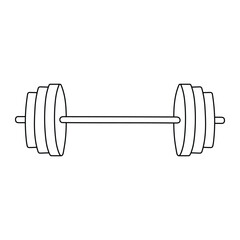 Barbell weightlifting vector illustration. Hand-drawn doodle gym equipment. Black line art isolated on white background.