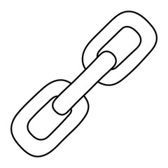 Chain link vector illustration. Hand-drawn doodle metal connection symbol. Black line art isolated on white background.