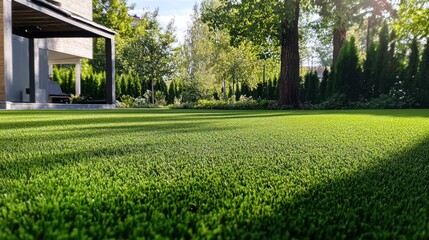 Lush Green Artificial Turf in Modern Backyard Landscape