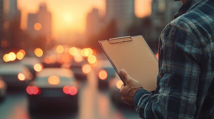 Analyzing traffic patterns urban city report sunset close-up transportation insights