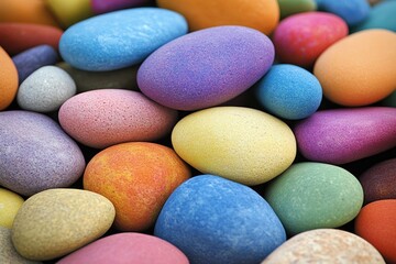 A vibrant collection of smooth, colorful stones