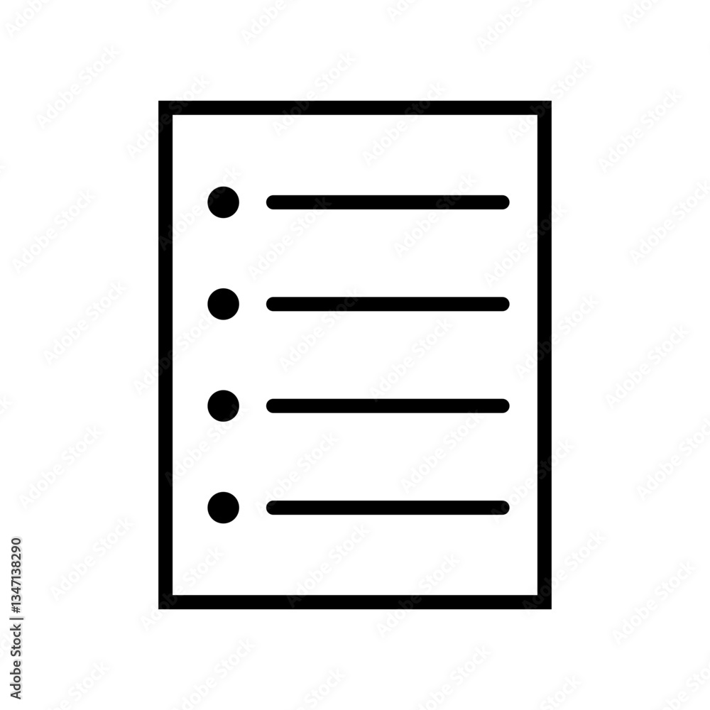 Aufkleber shopping list checklist with bullet points - flat stroke icon for apps and websites, perfect for tas