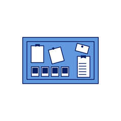 Minimalist Bulletin Board with Notes and Photos, Minimalist Bulletin Board Illustration