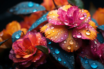interaction of raindrops with different surfaces, such as tree leaves and flower petals, unveils intricate relationship between water and life