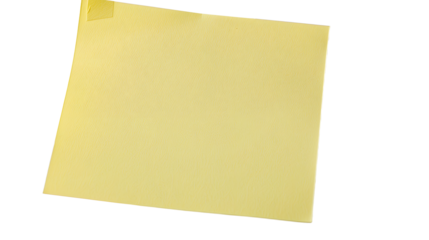 blank yellow sticky note isolated on a transparent background, detailed photo, png 