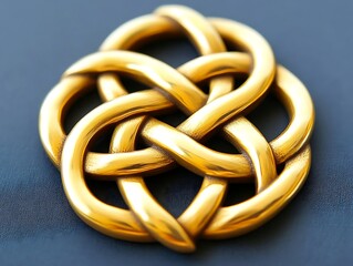 Golden Celtic knot on a dark background, ornate design
