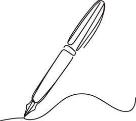 A Pen Continuous Line Art Drawing – Black Vector