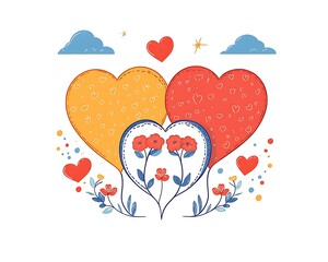 Three Hearts for Flowers, Sky, Love.