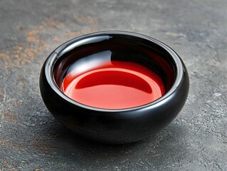 Red Sauce in Black Bowl