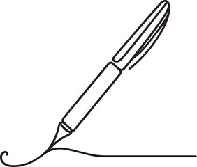 A Pen Continuous Line Art Drawing – Black Vector