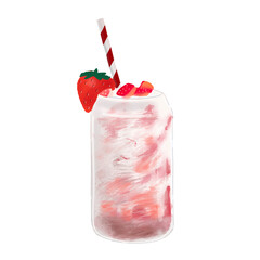  Refreshing Strawberry Drink Illustration