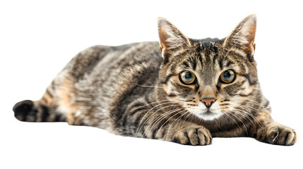 Obraz premium cat looking at the camera isolated on transparent background, full body, detailed photo, png 