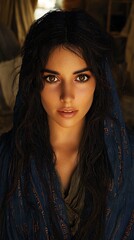 Fototapeta premium Woman, desert, draped, portrait