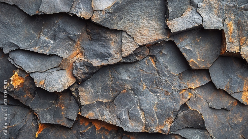 Poster rough black stone texture with intricate cracks and unique patterns