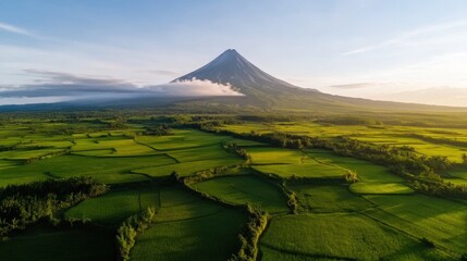 Fototapeta premium Majestic volcano eruption philippines aerial photography lush landscape high angle natural beauty