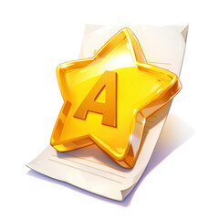 Golden star award celebration in creative studio's bright digital art atmosphere