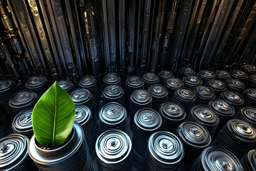 Green leaf in battery cell array