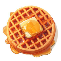 Delicious waffle with butter and syrup kitchen food photography bright lighting