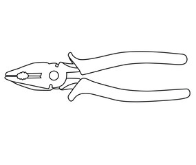 Cute cartoon hand drawn vector pliers coloring page.