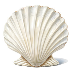 White elegant sea jacobean scallop shel isolated on transparent background