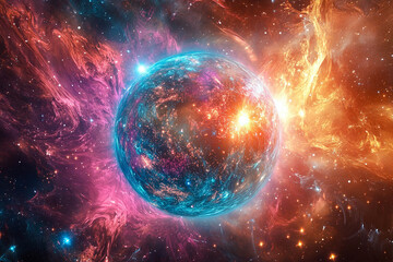 Colorful Planet in Cosmic Space