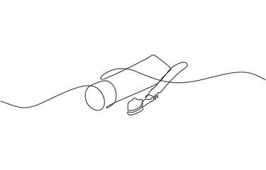 Fototapeta premium Continuous one line drawing of brush with toothpaste vector illustration, Continuous one line drawing of toothbrush and toothpaste, one line art toothbrush and toothpaste.