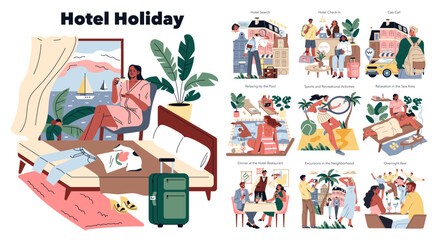 Hotel Holiday. Flat Vector Illustration