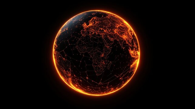 A glowing Earth globe with intricate network lines, symbolizing the global scope of patent procurement outsourcing in a modern digital world.