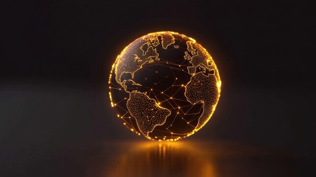 A glowing Earth globe with intricate network lines, symbolizing the global scope of patent procurement outsourcing in a modern digital world.
