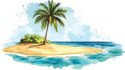 Fototapeta premium Tropical island scene with palm tree