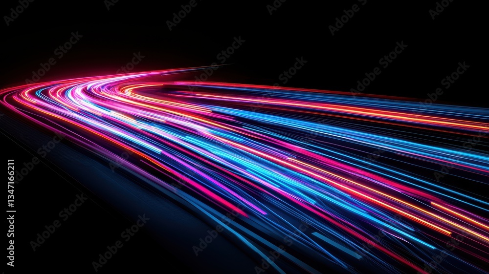 Aufkleber a bridge for data connection. abstract light trails depicting motion and speed against a dark backgr