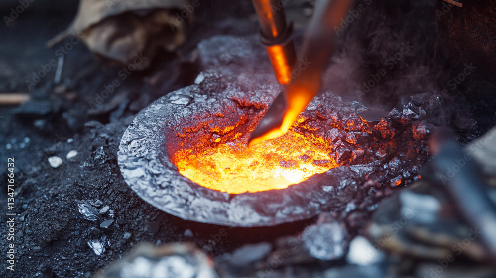 Poster rhenium metal melting process in industrial setting generative ai