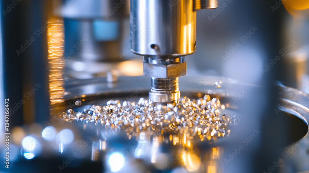 Poster close-up of rhodium metal manufacturing process in factory generative ai
