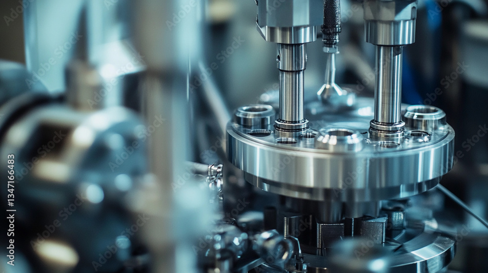 Poster close-up view of ruthenium metal manufacturing process generative ai