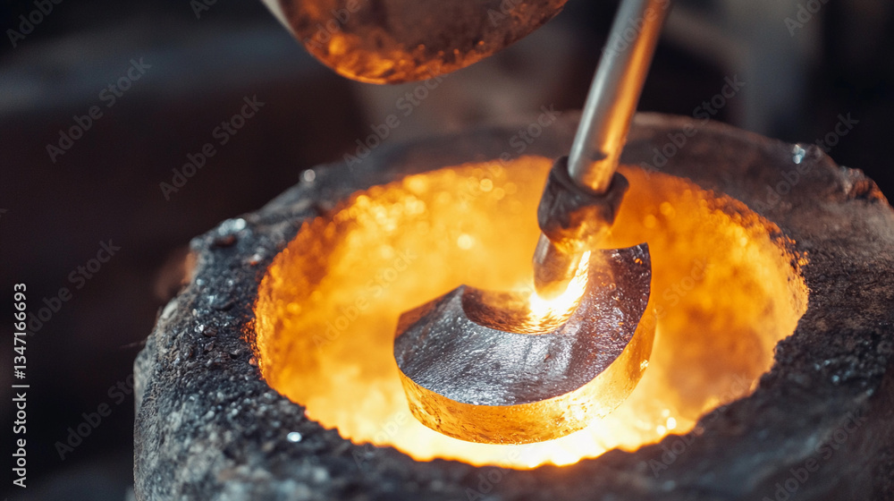 Poster close-up view of platinum metal being crafted generative ai