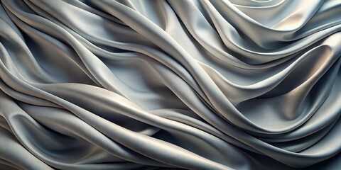 Obraz premium Elegant Drapery of Smooth, Silvery Fabric with Graceful Curves and Soft Light Reflection