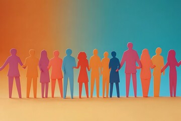 Obraz premium Colorful Diverse Group Connected Side by Side