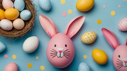 easter eggs and bunny