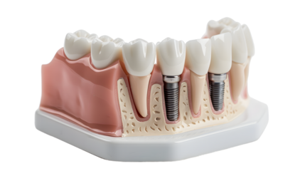 Dental cooperative clinic dental implant model isolated on transparent background, detailed photo, png 
